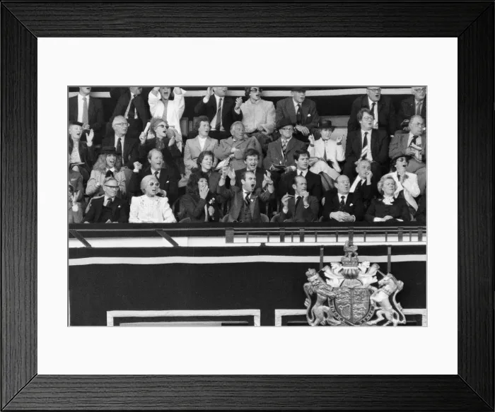 Framed Print : Watford chairman Elton John pictured watching the 1984 FA Cup Final at Wembley Stadium Framed Print : Watford chairman Elton John pictured watching the 1984 FA Cup Final at Wembley Stadium