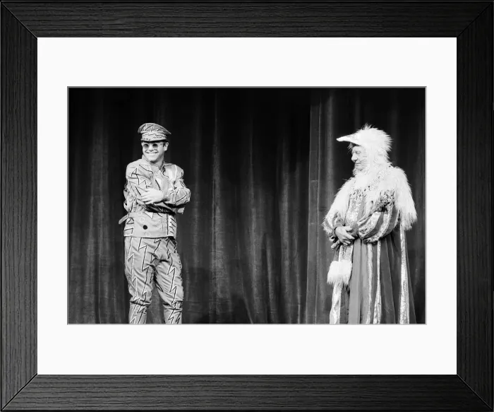 Framed Print : Elton John brings the house down in a charity show at Londons Theatre Royal