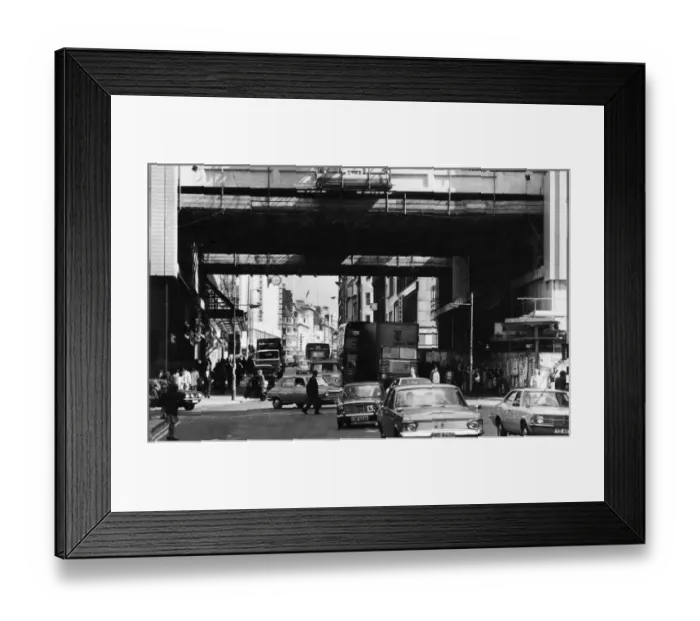 Framed Print : Bridge across Market Street near Cross Street and Corporation Street in Central