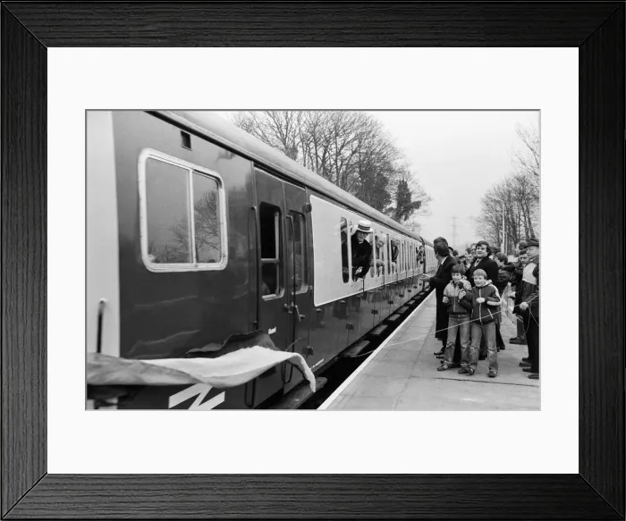 Framed Print : Pop star and Watford FC Chairman, Elton John, opens the new Watford Stadium Halt railway Framed Print : Pop star and Watford FC Chairman, Elton John, opens the new Watford Stadium Halt railway