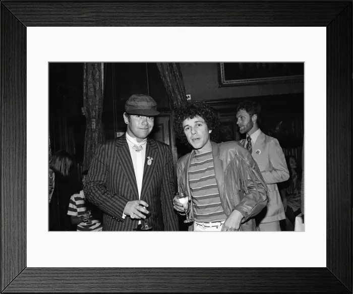 Framed Print : Elton John and Leo Sayer attending a House of Commons reception Framed Print : Elton John and Leo Sayer attending a House of Commons reception