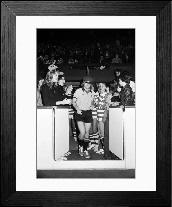 Framed Print : Elton John pictured in Wembley during a 5 a side football match