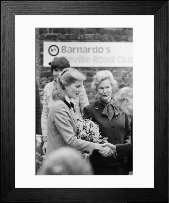Framed Print : HRH Princess Diana, The Princess of Wales, visits Dr. Barnados home in East Ham, London Framed Print : HRH Princess Diana, The Princess of Wales, visits Dr. Barnados home in East Ham, London