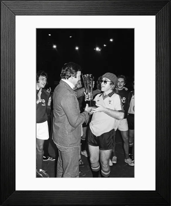 Framed Print : Elton John pictured in Wembley during a 5 a side football match Framed Print : Elton John pictured in Wembley during a 5 a side football match