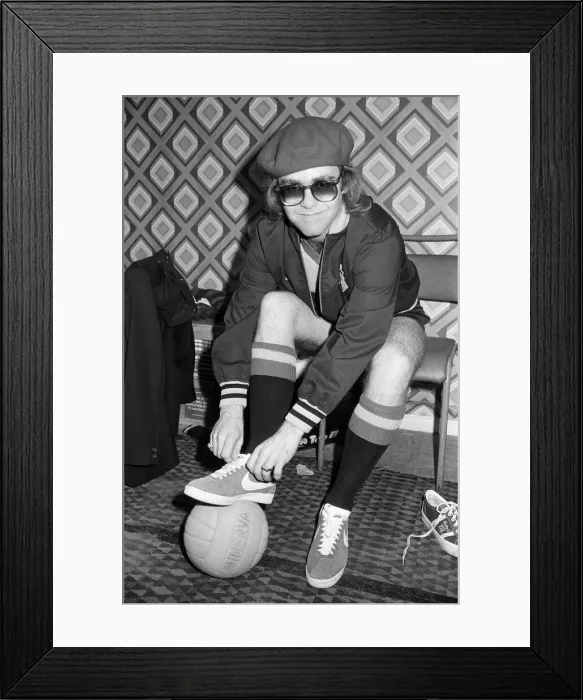 Framed Print : Elton John pictured in Wembley during a 5 a side football match Framed Print : Elton John pictured in Wembley during a 5 a side football match