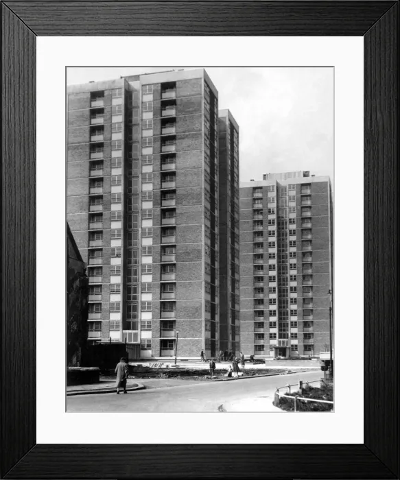 Framed Print : The high rise flats at Cruddas Park Housing Estate in Newcastle 26 June 1962 circa