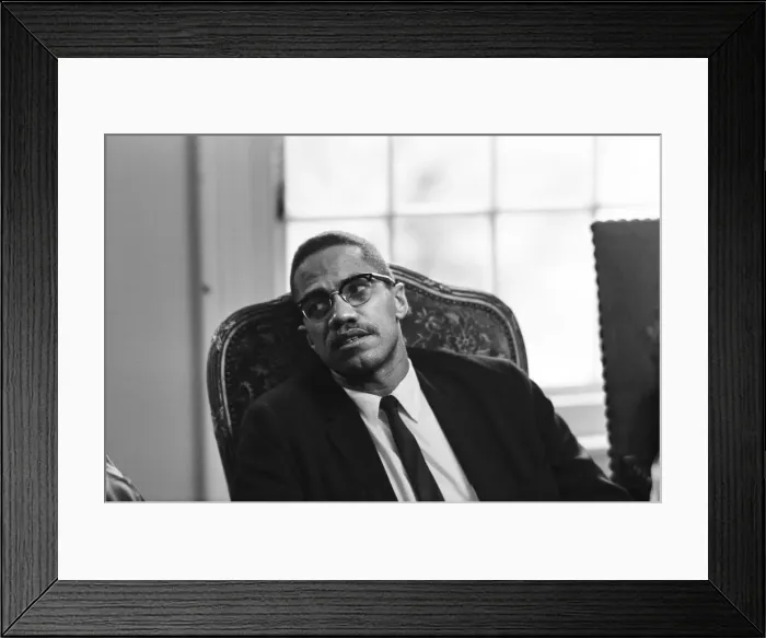 Framed Print : Malcolm X, African American Muslim minister and human rights activist, at a London Mosque