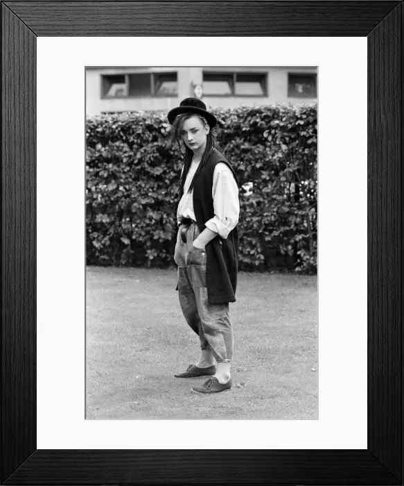 Framed Print : Pop star Boy George of Culture Club group. Pictured after the group moved into 15th spot