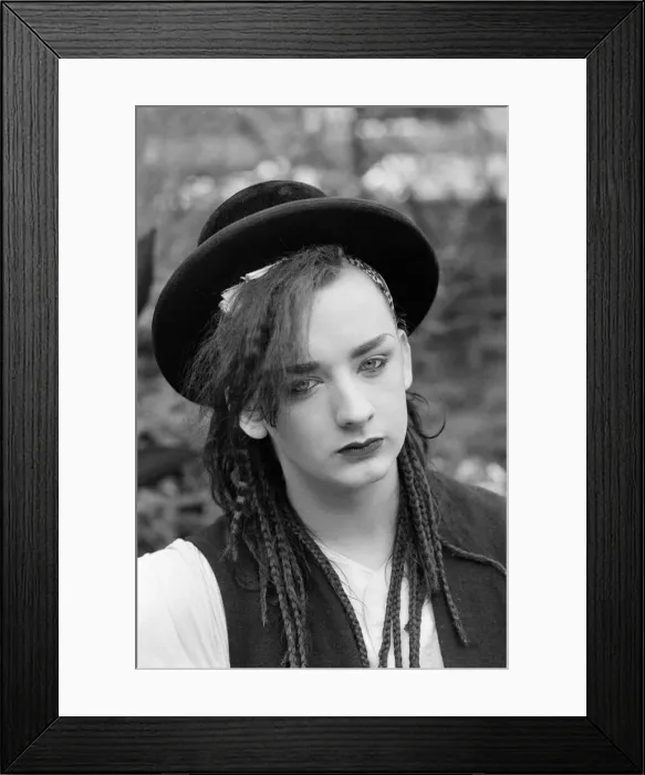 Framed Print : Pop star Boy George of Culture Club group. Pictured after the group moved into 15th spot Framed Print : Pop star Boy George of Culture Club group. Pictured after the group moved into 15th spot
