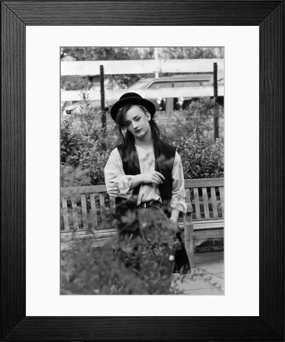 Framed Print : Pop star Boy George of Culture Club group. Pictured after the group moved into 15th spot Framed Print : Pop star Boy George of Culture Club group. Pictured after the group moved into 15th spot