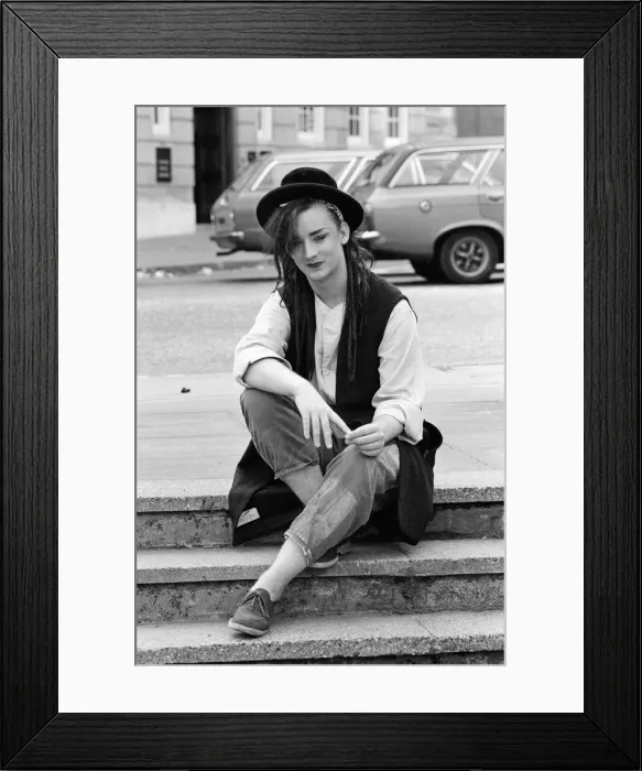 Framed Print : Pop star Boy George of Culture Club group. Pictured after the group moved into 15th spot