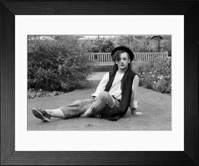 Framed Print : Pop star Boy George of Culture Club group. Pictured after the group moved into 15th spot Framed Print : Pop star Boy George of Culture Club group. Pictured after the group moved into 15th spot