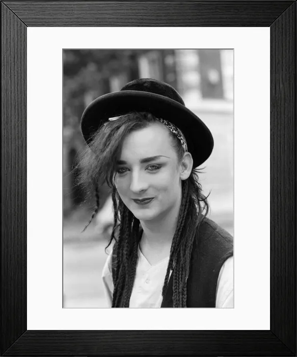 Framed Print : Pop star Boy George of Culture Club group. Pictured after the group moved into 15th spot Framed Print : Pop star Boy George of Culture Club group. Pictured after the group moved into 15th spot