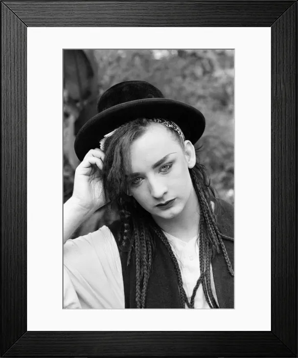 Framed Print : Pop star Boy George of Culture Club group. Pictured after the group moved into 15th spot Framed Print : Pop star Boy George of Culture Club group. Pictured after the group moved into 15th spot