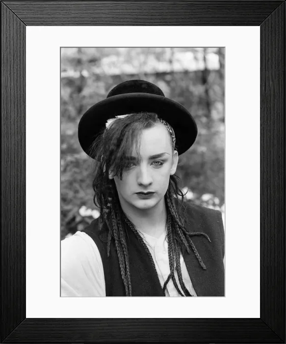 Framed Print : Pop star Boy George of Culture Club group. Pictured after the group moved into 15th spot Framed Print : Pop star Boy George of Culture Club group. Pictured after the group moved into 15th spot