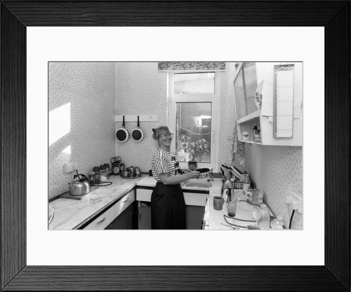 Framed Print : Judith Green, pictured in her kitchen. Judith and family have won the Daily Mirror Framed Print : Judith Green, pictured in her kitchen. Judith and family have won the Daily Mirror