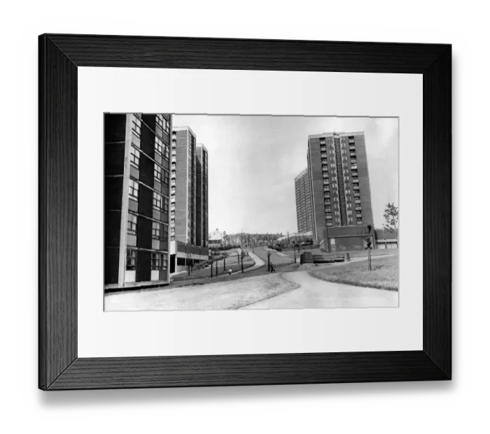 Framed Print : The high rise flats at Cruddas Park Housing Estate in Newcastle 23 May 1972