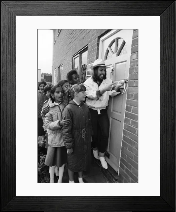 Framed Print : Slade star Dave Hill tried not to bring the house down