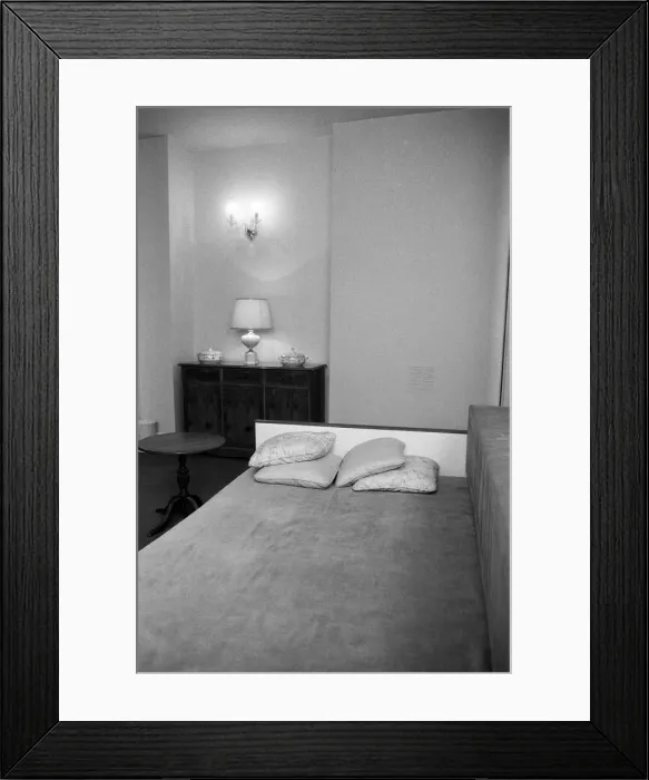 Framed Print : Interior view of a flat, showing the living room area and sofa bed. 29th October 1986 Framed Print : Interior view of a flat, showing the living room area and sofa bed. 29th October 1986
