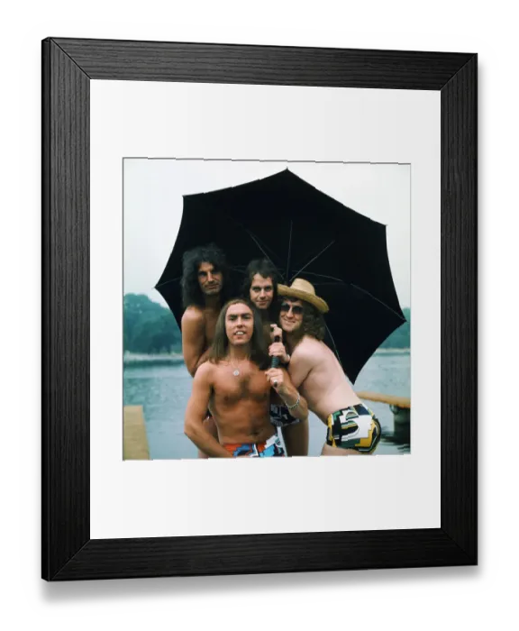 Framed Print : Slade (Don Powell, Dave Hill, Jim Lea and Noddy Holder) go for a swim at The Serpentine