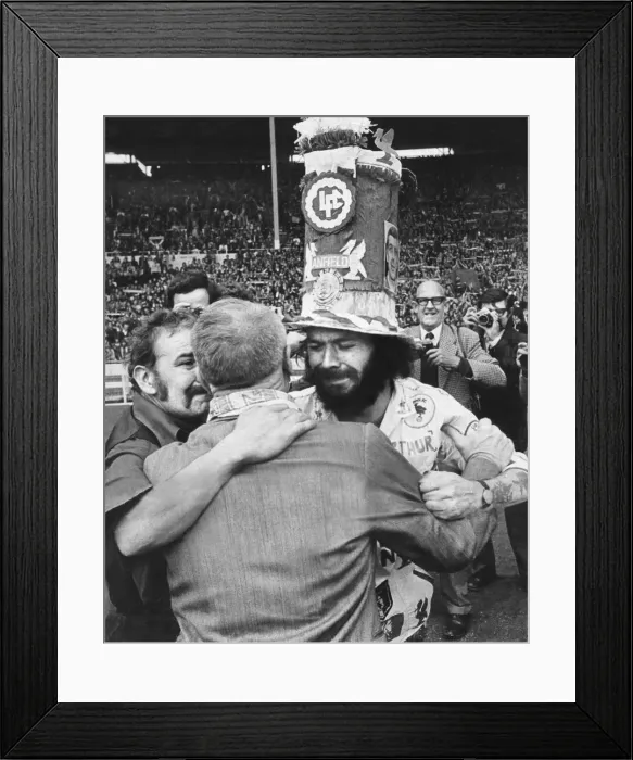 Framed Print : Liverpool manager Bill Shankly is mobbed by emotional Liverpool fans as they embrace him Framed Print : Liverpool manager Bill Shankly is mobbed by emotional Liverpool fans as they embrace him