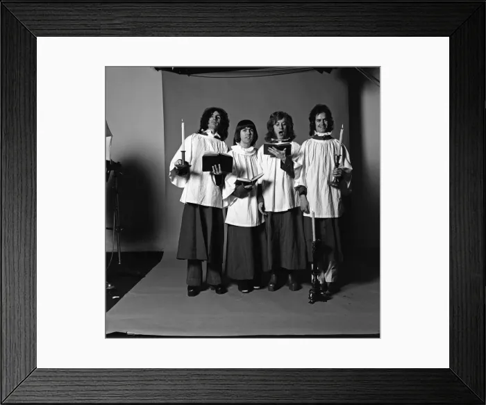Framed Print : Choir service for Slade (Don Powell, Dave Hill, Noddy Holder and Jim Lea