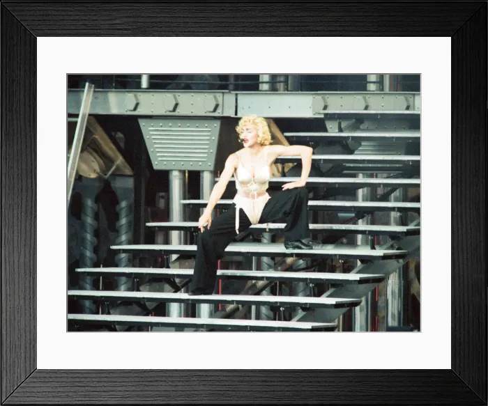Framed Print : Madonna performing at Eriksberg during her Blond Ambition World Tour. 30th June 1990 Framed Print : Madonna performing at Eriksberg during her Blond Ambition World Tour. 30th June 1990