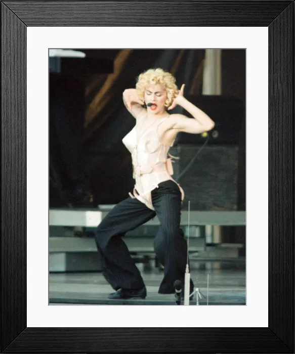 Framed Print : Madonna performing at Eriksberg during her Blond Ambition World Tour. 30th June 1990 Framed Print : Madonna performing at Eriksberg during her Blond Ambition World Tour. 30th June 1990