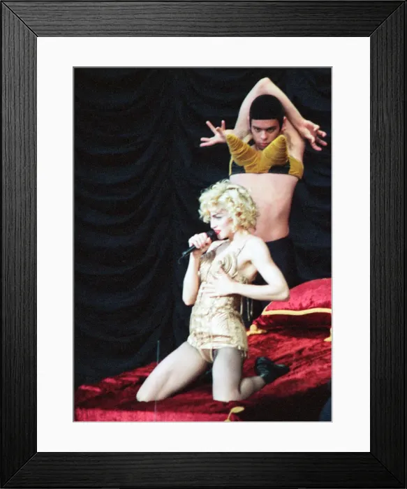 Framed Print : Madonna performing at Eriksberg during her Blond Ambition World Tour. 30th June 1990 Framed Print : Madonna performing at Eriksberg during her Blond Ambition World Tour. 30th June 1990