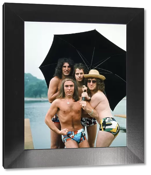 Slade (Don Powell, Dave Hill, Jim Lea and Noddy Holder) go for a swim at The Serpentine