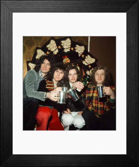 Framed Print : Slade (Dave Hill, Don Powell, Noddy Holder and Jim Lea) in Glasgow to promote their film