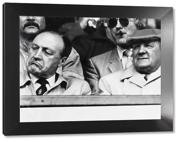 Liverpool manager Bob Paisley and chairman John Smith watching a match at Anfield