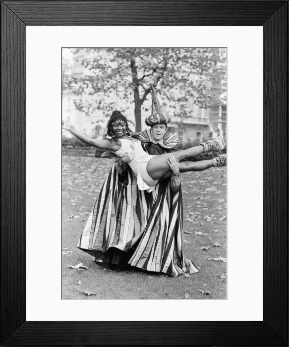Framed Print : Play Away, photo-call with presenters Brian Cant and Floella Benjamin Framed Print : Play Away, photo-call with presenters Brian Cant and Floella Benjamin
