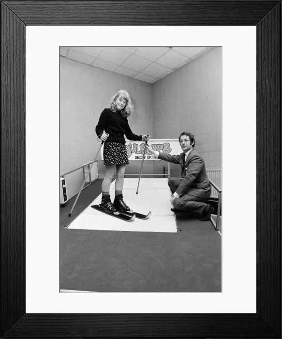 Framed Print : Skiing machine in operation, Billingham Forum. Circa 1972 Framed Print : Skiing machine in operation, Billingham Forum. Circa 1972