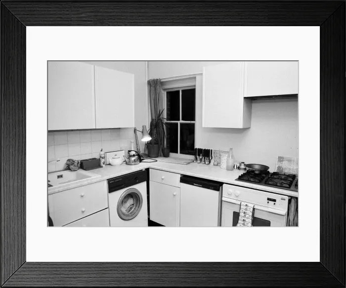 Framed Print : Interior views of accommodation in Clapham, London. Pictured, views of the kitchen Framed Print : Interior views of accommodation in Clapham, London. Pictured, views of the kitchen