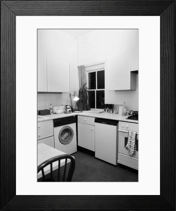 Framed Print : Interior views of accommodation in Clapham, London. Pictured, views of the kitchen Framed Print : Interior views of accommodation in Clapham, London. Pictured, views of the kitchen