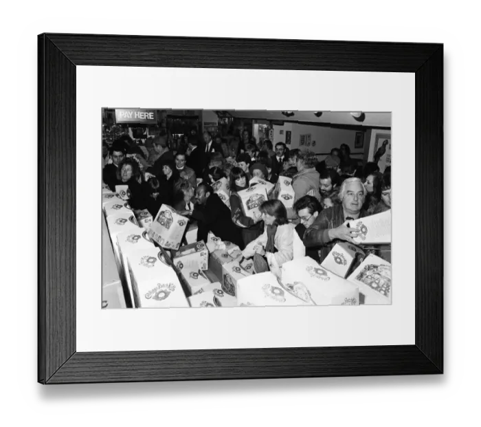 Framed Print : Cabbage Patch Dolls at Hamleys, top London toy store. Hundreds of people clamoured for