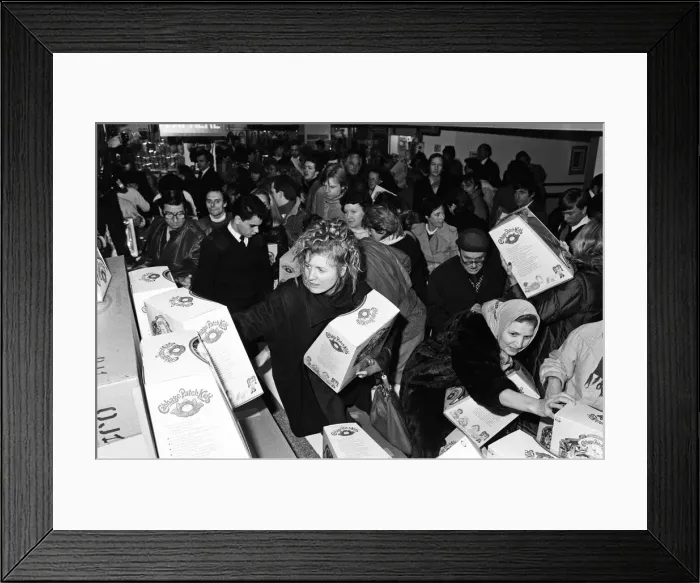 Framed Print : Cabbage Patch Dolls at Hamleys, top London toy store. Hundreds of people clamoured for Framed Print : Cabbage Patch Dolls at Hamleys, top London toy store. Hundreds of people clamoured for