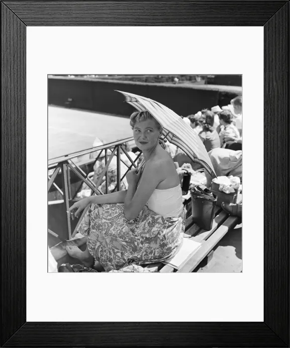 Framed Print : A pretty spectator at Wimbledon Tennis Championships, July 1957 Framed Print : A pretty spectator at Wimbledon Tennis Championships, July 1957