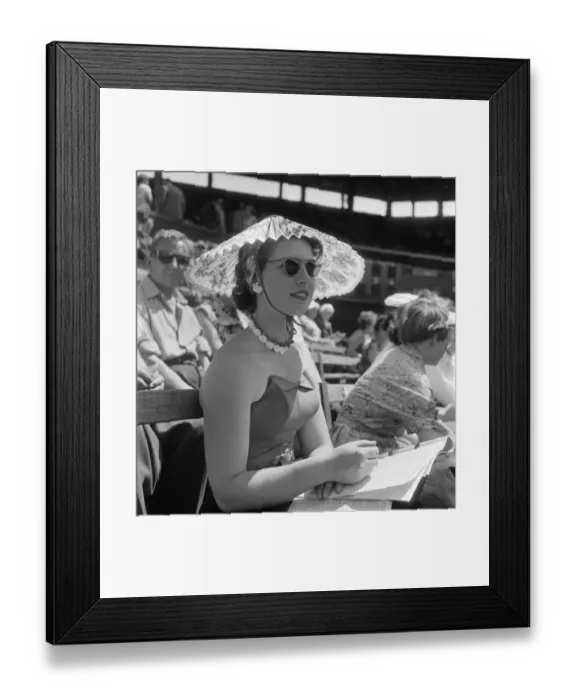 Framed Print : A pretty spectator at Wimbledon Tennis Championships, July 1957