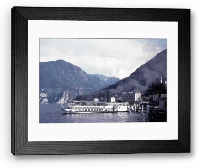 Framed Print : The paddle steamer Sempione arrives at Gandria Village, Lake Lugano