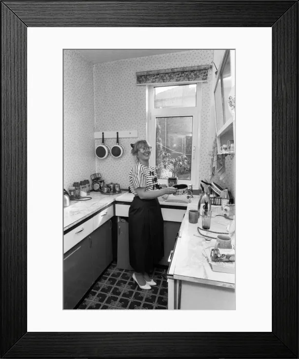 Framed Print : Judith Green, pictured in her kitchen. Judith and family have won the Daily Mirror Framed Print : Judith Green, pictured in her kitchen. Judith and family have won the Daily Mirror