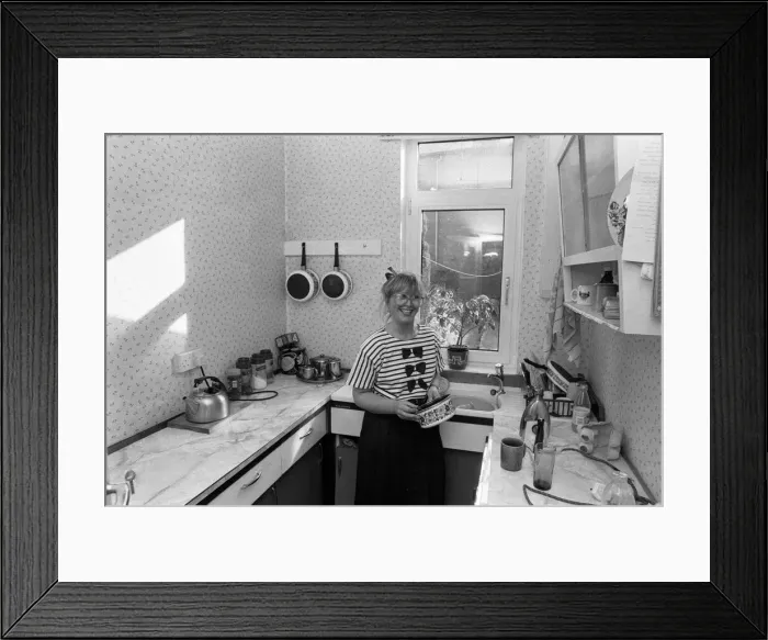Framed Print : Judith Green, pictured in her kitchen. Judith and family have won the Daily Mirror Framed Print : Judith Green, pictured in her kitchen. Judith and family have won the Daily Mirror