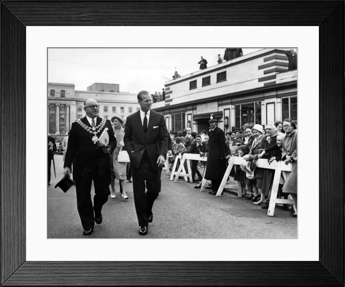 Framed Print : The Duke of Edinburgh with the Lord Mayor of Birmingham, Alderman E Framed Print : The Duke of Edinburgh with the Lord Mayor of Birmingham, Alderman E