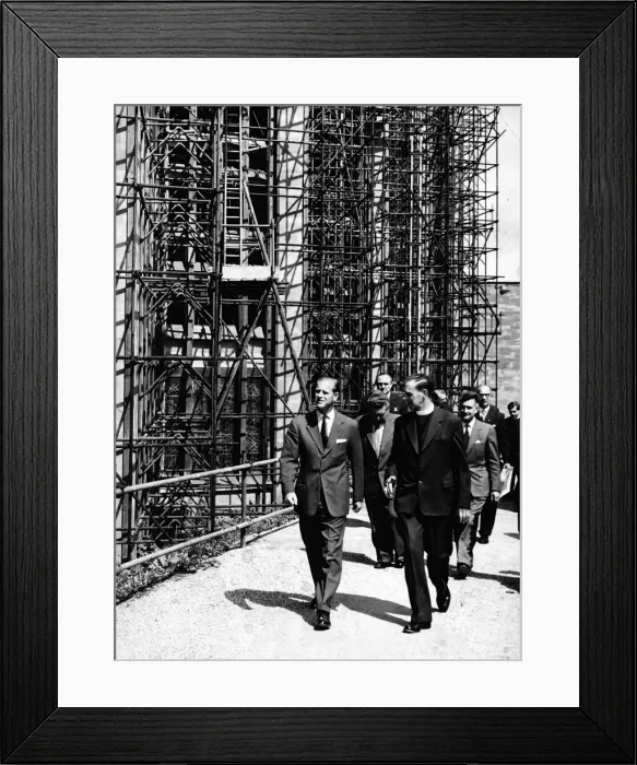 Framed Print : The Duke of Edinburgh walking around Coventry Cathedral with the Provost. 15th July 1960 Framed Print : The Duke of Edinburgh walking around Coventry Cathedral with the Provost. 15th July 1960