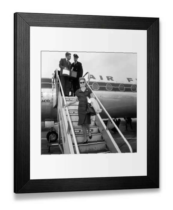 Framed Print : Princess Grace of Monaco arriving at London Airport. She is on her way to Ireland Framed Print : Princess Grace of Monaco arriving at London Airport. She is on her way to Ireland