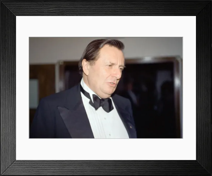 Framed Print : Barry Humphries at a gala dinner in aid of the AIDS Crisis Trust in Whitehall