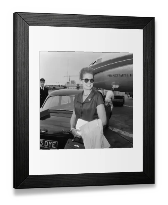 Framed Print : Princess Grace of Monaco arriving at London Airport. She is on her way to Ireland Framed Print : Princess Grace of Monaco arriving at London Airport. She is on her way to Ireland