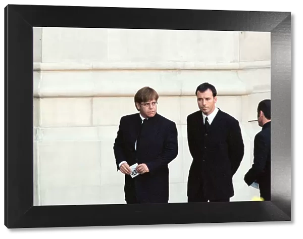 Elton John and partner David Furnish arriving at Princess Diana