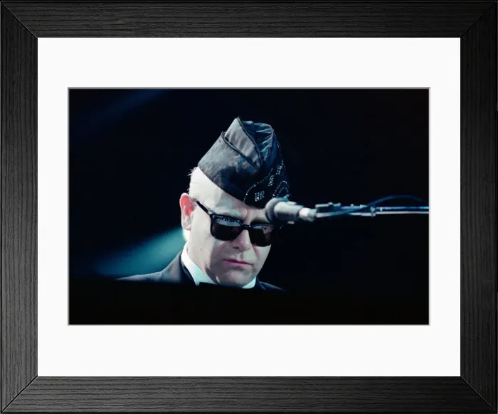Framed Print : Elton John performing in concert in Paris during his Reg Strikes Back Tour